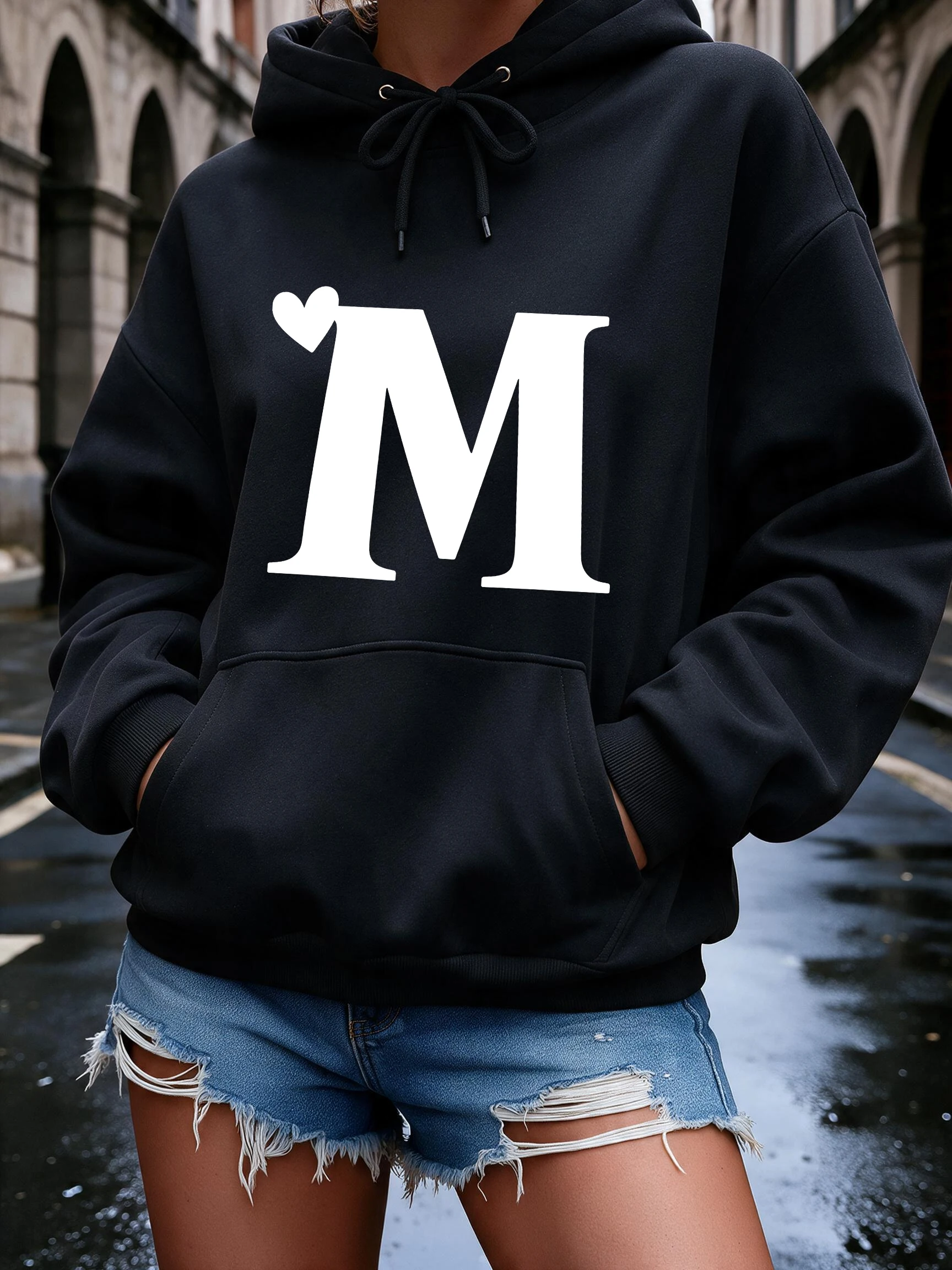 Letter Letter M and Heart Print Women's Hoodies Fashion Long Sleeve Sweatshirts Graphic Y2k Pullovers Clothes Female 90s Outfit Cheap - Aliexpress Deal
