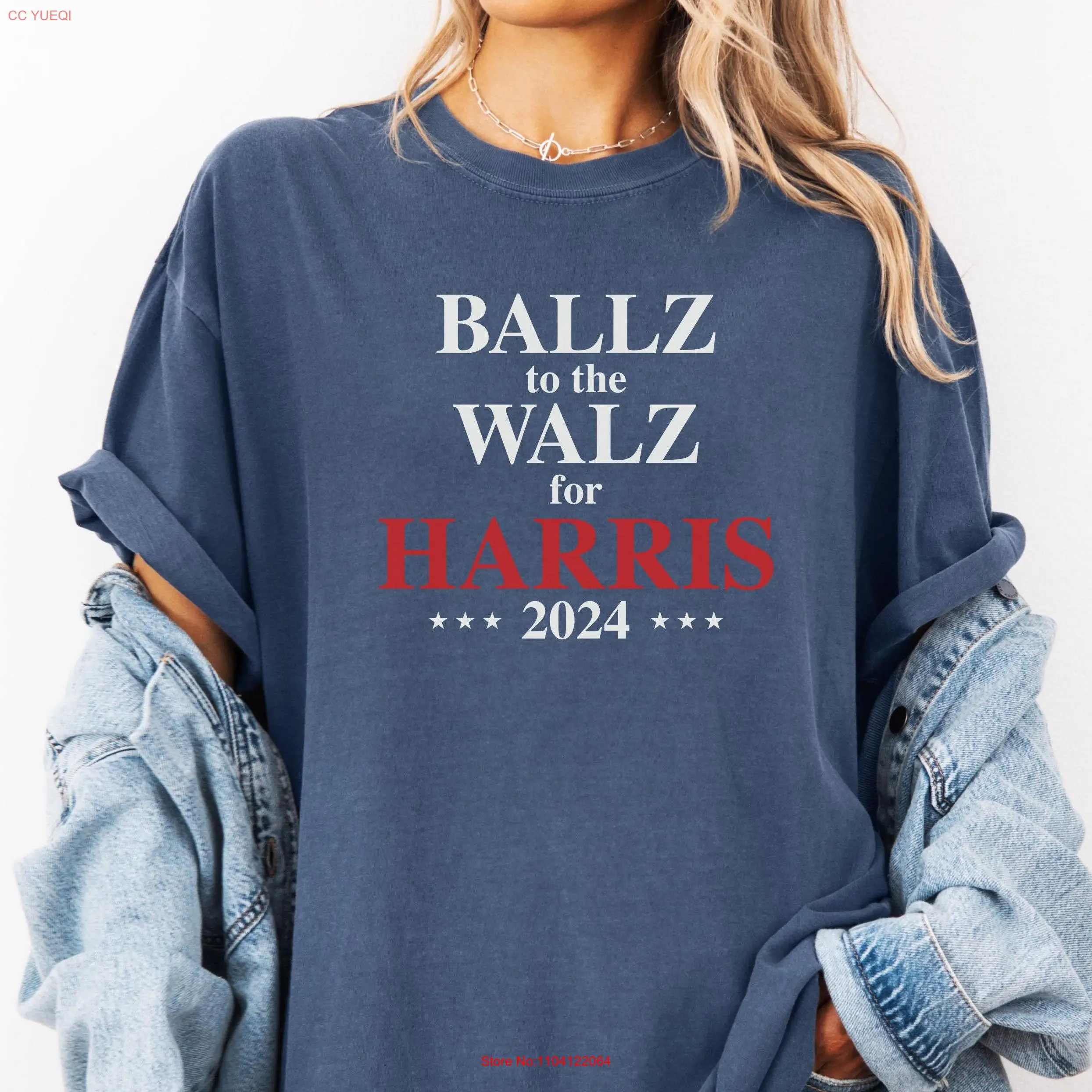 Kamala Harris T Shirt Tim Walz Funny Political Ballz to the 2024 US Presidential Election Feminist long or short sleeves