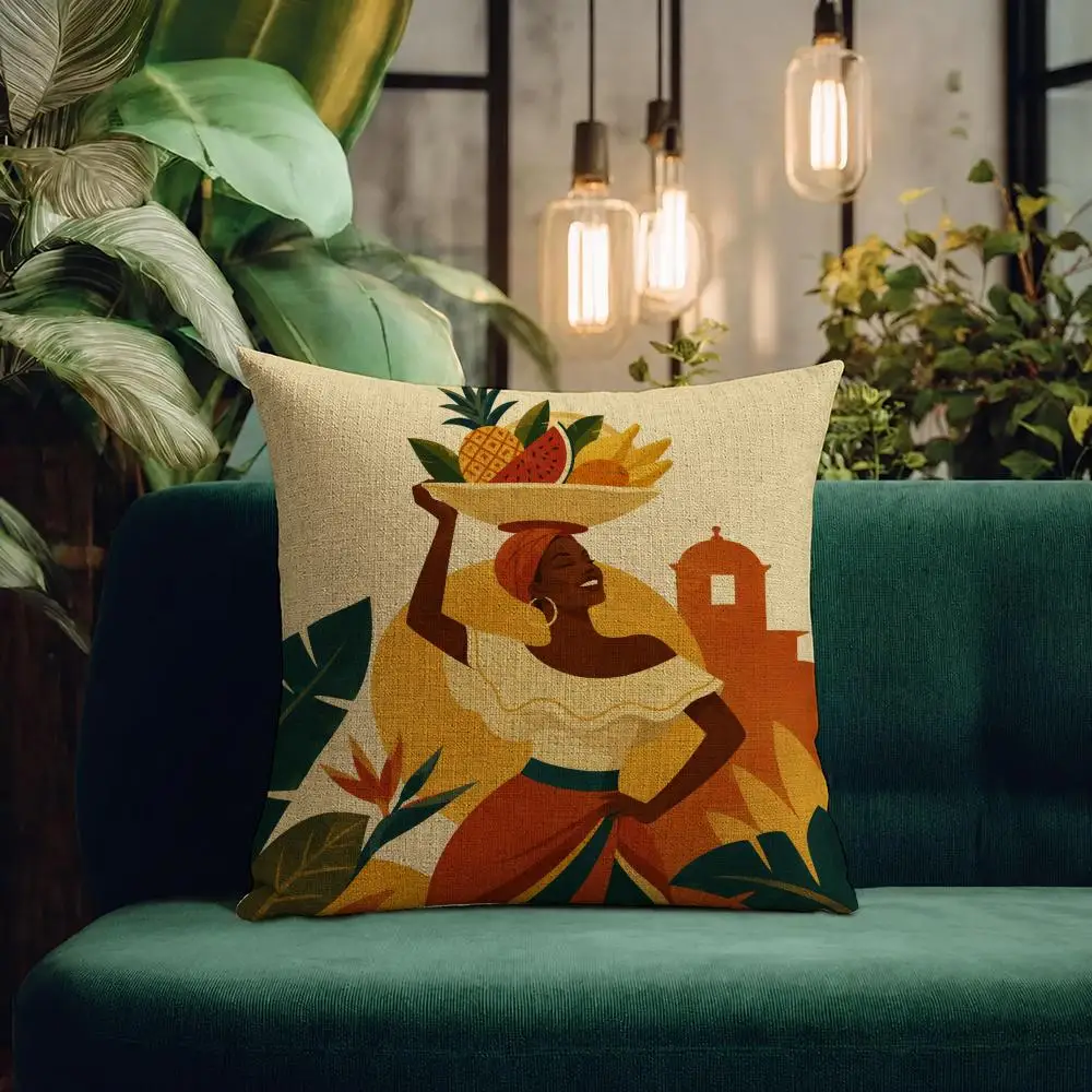 Art Vintage Landscape Colombia Cushion Cover Natural Linen Pillowcase Set Cushion Cover for Sofa Bedroom Chair