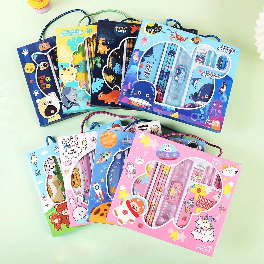 Primary School Kids Pupil Kindergarten Birthday Gifts Children\'s Gifts Pencil Eraser Ruler Sets Student Stationery Sets