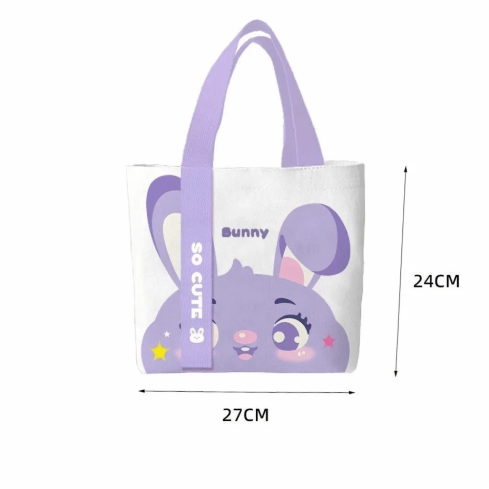Cute Rabbit Print Canvas Bag Large Capacity Reusable Tote Bag Lightweight Versatile Lunch Bag Daily Commuting