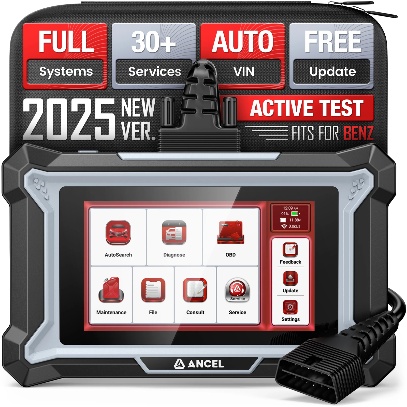 

2025 ANCEL DS160 OBD2 Scanner Full System Diagnostic Tool with 30+ Reset Services Bidirectional Only for Ford/Kia/Benz/Porsche