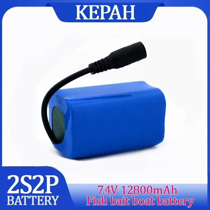 2024 New Remote Control Fish Bait Boat Battery, 7.4 V, 12800 mAh, T1882011-5, T888, V007, H18, C1818650 Lithium ion Battery Pack