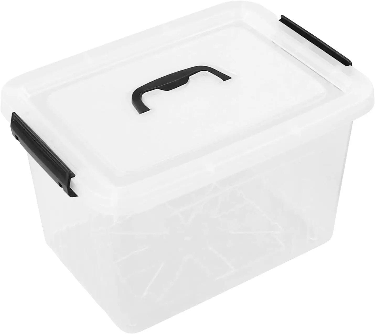 

Plastic Latch Box with Handle, 12 Quart Storage Bin, Secure Closure, Easy Carry
