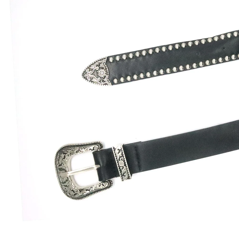 Metal Engraved Buckle Y2K Rivet Punk Wide Belt Popular for Women Personalized and Spicy Fashionable and Versatile Retro Belt