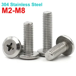 2-50PCS M2 M2.5 M3 M4 M5 M6 M8 M10 304 Stainless Steel Flat Head Chamfered Edge Phillips Cross Screws Furniture Connector Bolts
