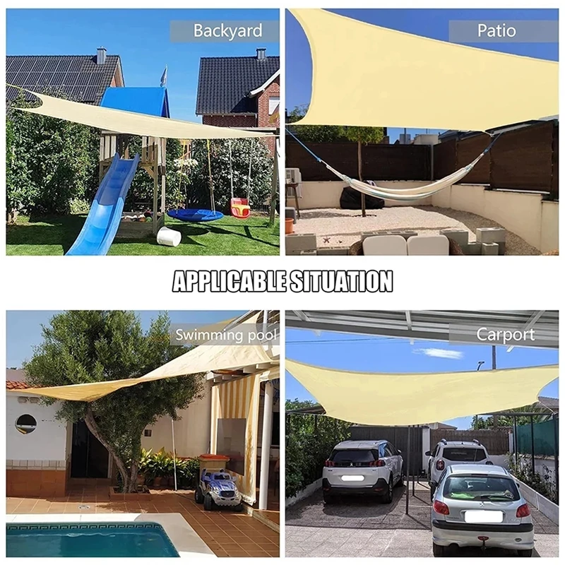 Outdoor waterproof sunshade sail, rectangular shade sail for garden, deck, canopy, swimming yard, beach car awning, 2021,300d