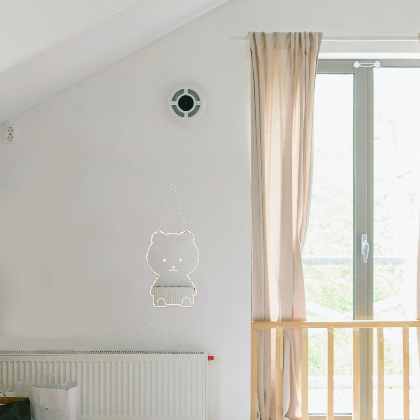 

Acrylic Wood Makeup Mirror Hanging Farmhouse Style Bedroom Bathroom Decor Bear Shaped Pendant Wall Decorative Mirror