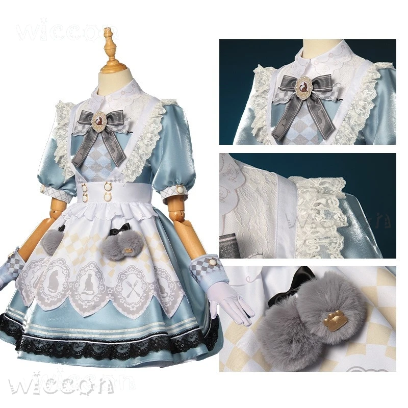 女性のためのインフィニティニッキコスプレ衣装セット,ロリータスカート,青いドレス,さわやかな衣装,ティースーツ,シエスタ,ハロウィーンゲーム