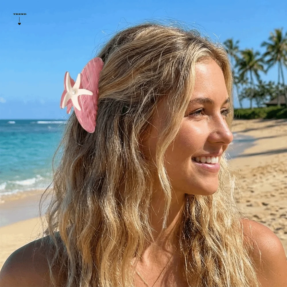 

Креативная большая заколка-краб в форме морской звезды, жемчужная заколка-краб для волос, геометрическая акриловая заколка-краб для пучка, уличный стиль