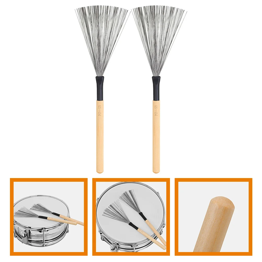 

1Pair Drum Brush with Maple Wood Handle for Beginner Drummer Portable Lightweight Drum Wire Brush for Percussion Practice