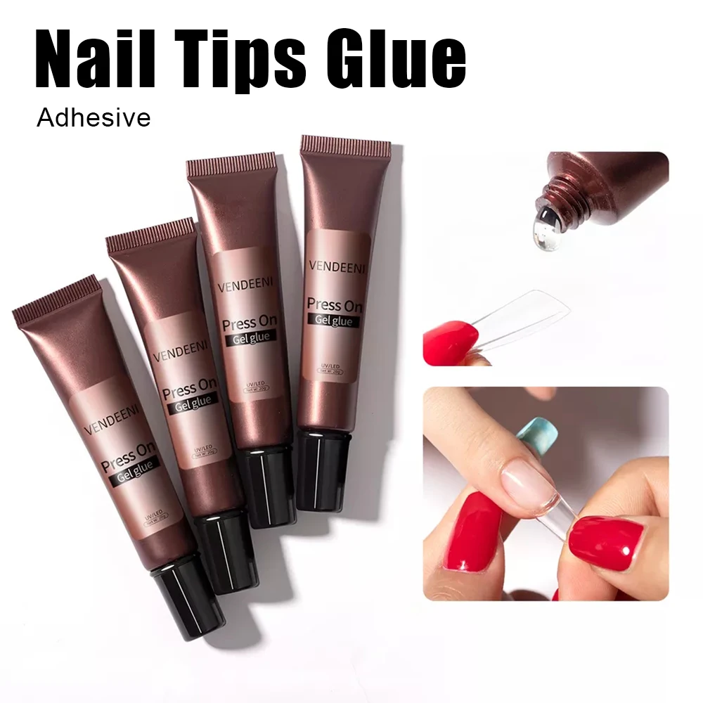 Vendeeni 15g UV Nail Tips Glue Gel For False Nails Strong Adhesive Solid Tube Nail Tip Glue Gel Polish Binder Manicure Supplies