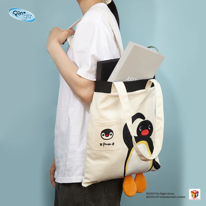 Borsa a tracolla autentica Pingu Penguin 'Tiny Feet' - Nuova borsa a tracolla casual alla moda in tela carina da donna, regalo di Natale