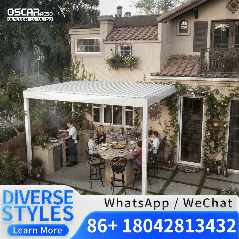 3x3m to 6x4m Standard Size Powder Coated Aluminium  Outdoor Garden Patio Backyard Pergola