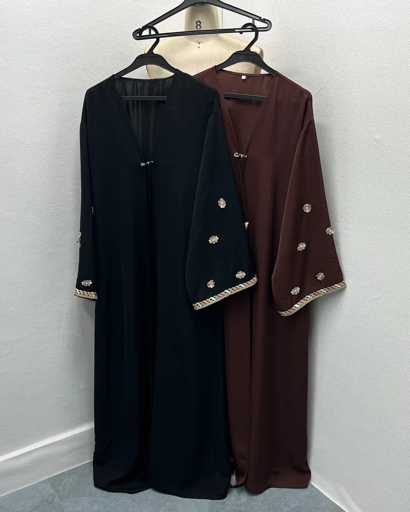 Eid Abaya Dress Women Muslim Cardigan Robe Embroidery Dresses Jalabiya Morocco Dubai Ramadan Open Abayas Kaftan Islam Vestidos 2