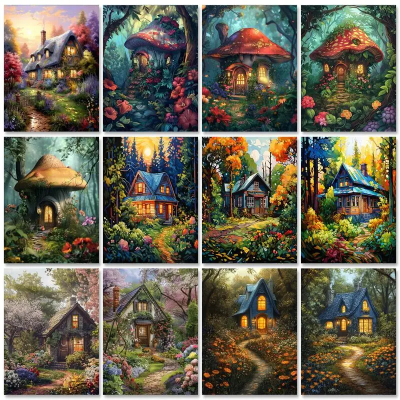 RUOPOTY Diy Frame Painting By Numbers Kits Forest Landscape Handicrafts Picture By Numbers For Home Decors Kill Time