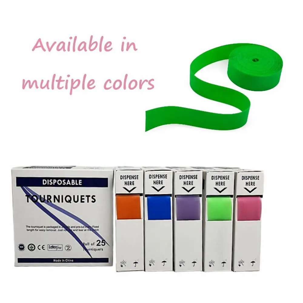 25pcs/Box Disposable TPE Tourniquet Medical First Aid Strap Emergency Bleeding Control Band 1