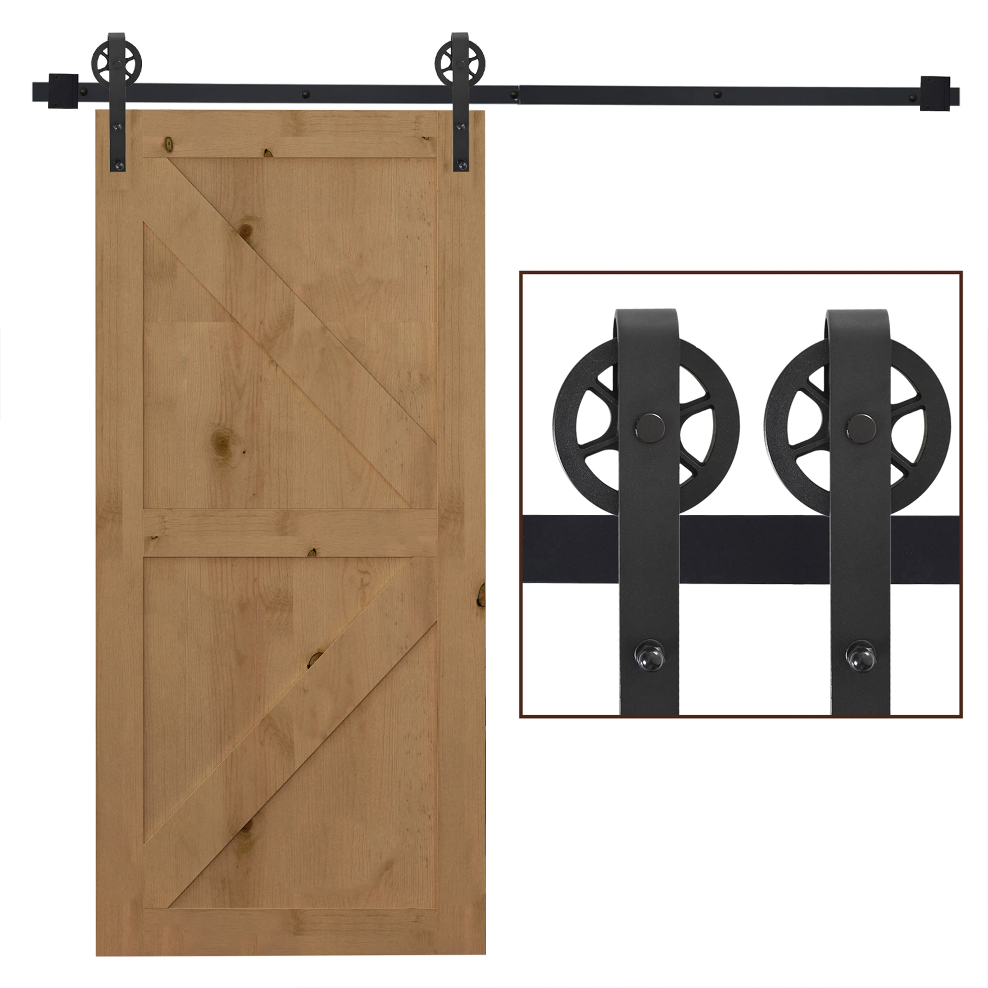 HOMCOM Herraje Puerta Corredera 200 cm Kit de Rieles Deslizantes para Puerta