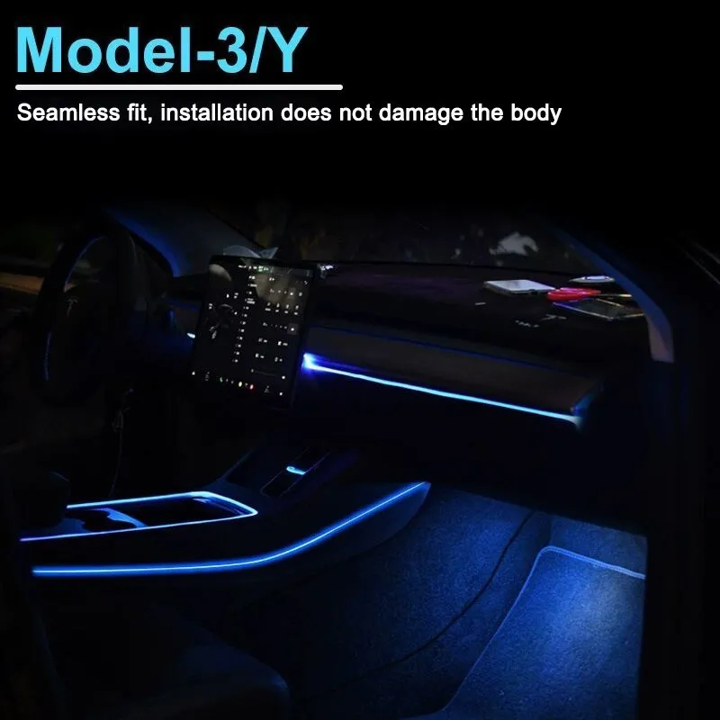 New Tesla RGB Ambient Lamp For Model 3 Y 2021 2022Interior Refit Decorative LED Neon Light Strip Accessories Djustable color USB