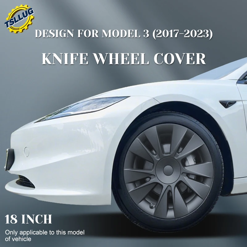 

4 шт. для Tesla Model 3 2017-2023, крышка колеса в стиле ножа, 18 дюймов, сменная автомобильная крышка ступицы, полный обод, автомобильные аксессуары