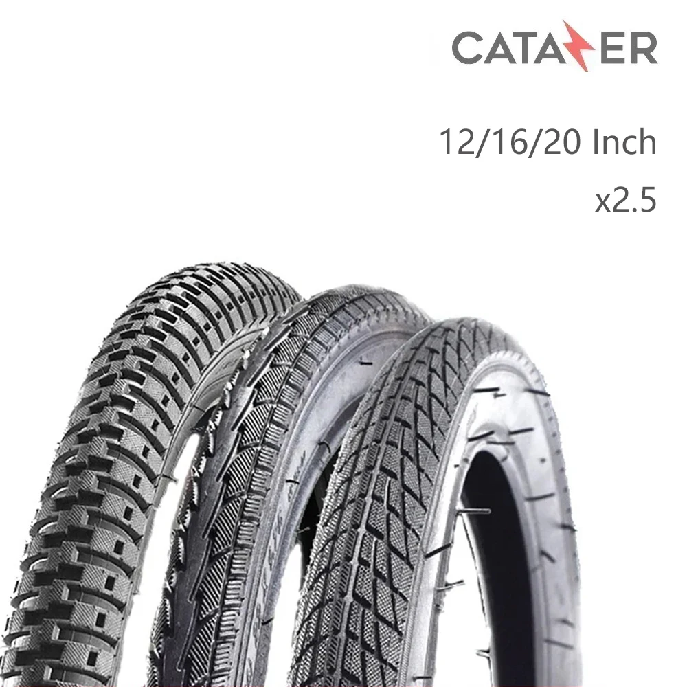 CATAZER 12/16/20 Inch x 2.5 Bike Tyre Bicycle Tires Rigidity Durable Power Hardness Easy To Install for Kit Bike BMX / Road Bike