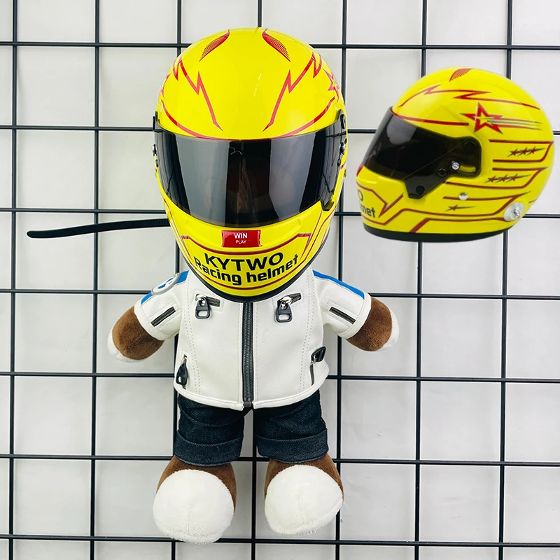 

Motorcycle peripheral bear helmet set cycling decoration pendant plush toy model small helmet