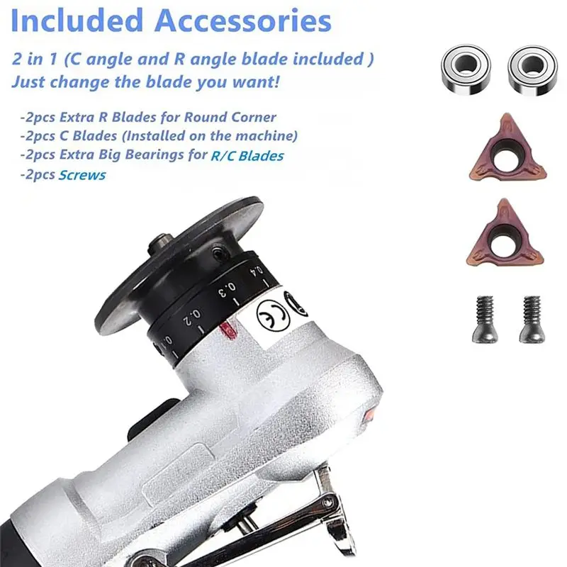 -[33A Tvdae] 2 In 1 Mini Pneumatic Chamfering Machine, Air Chamfer Tool For Chamfering Metal Round Corner, 45 Degree Arc Corner,