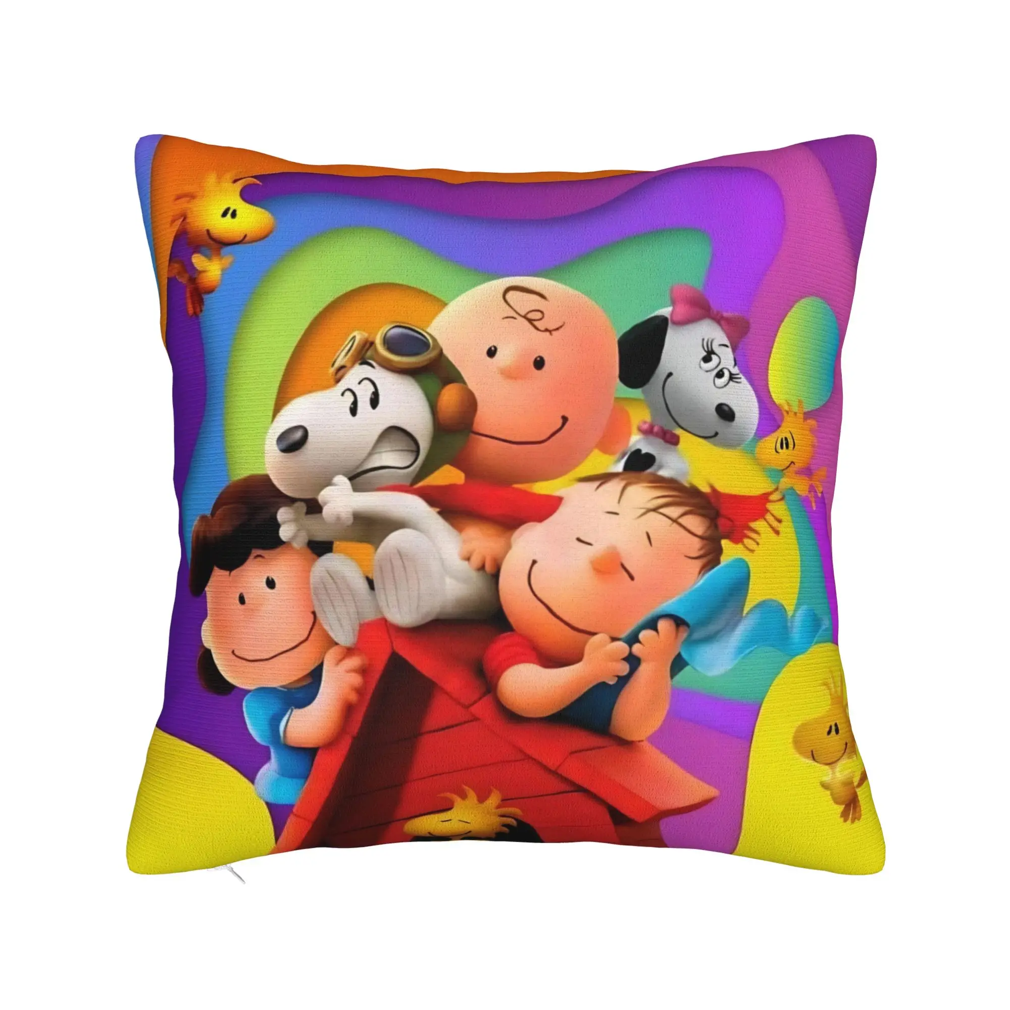 S-Snoopys Movie Square Pillowcases Polyester Home Friends Cartoon Cushion Case Funny Decor Pillow Cover 40*40