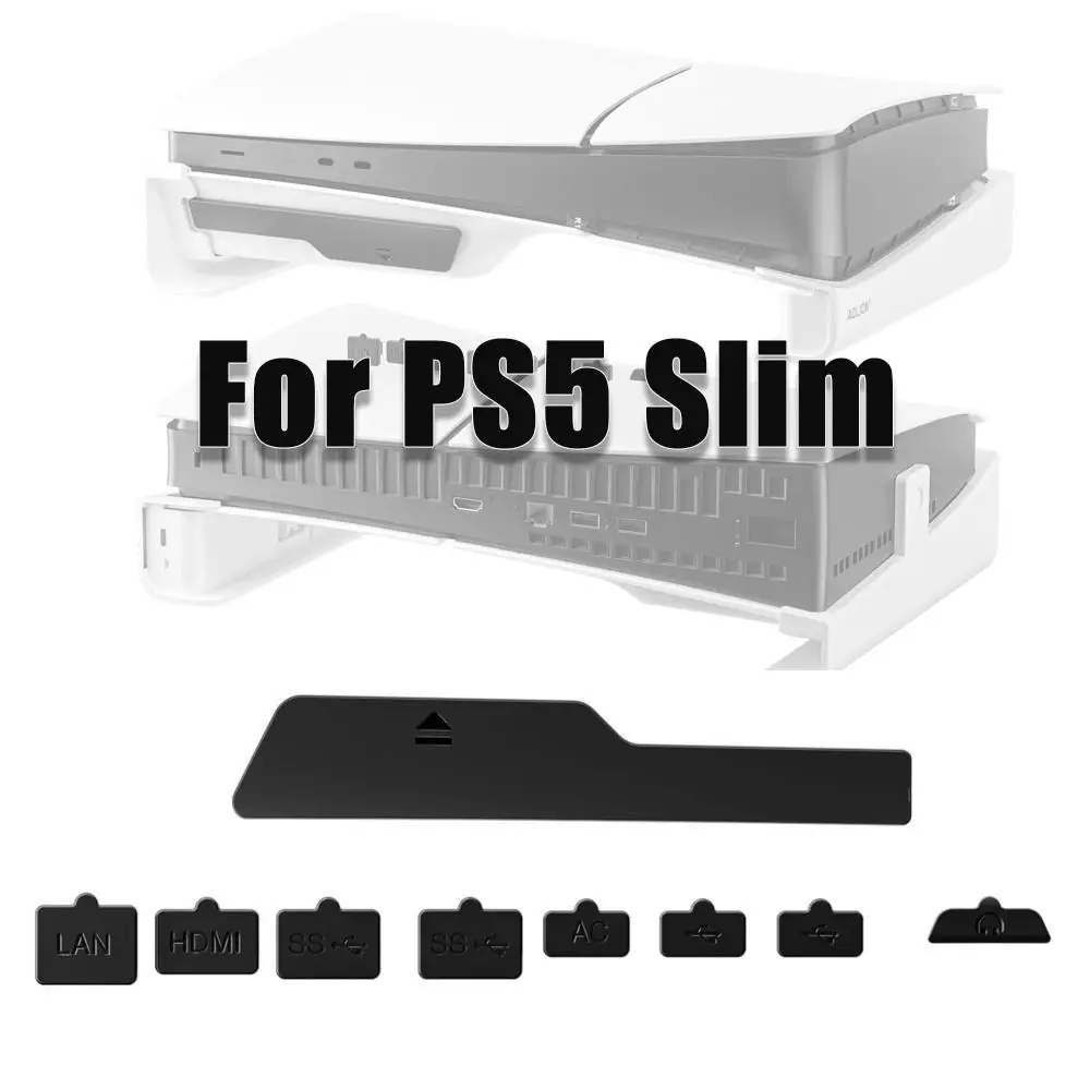 9Pcs/set Durable Black Silicone Dust Plug USB HDM Antidust Cover Dustproof Plug for PS5 Slim