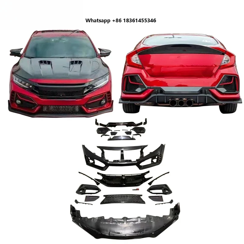 Best Sale Car Bodykit Front Rear Bumper Side Skirts 2019-2021 Upgrade Type-R 2