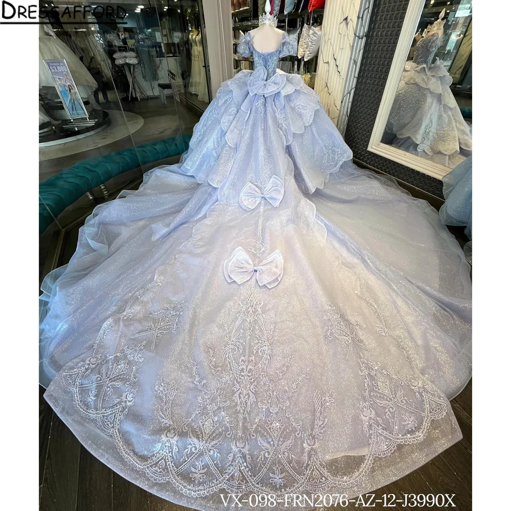 

Lilac Off Shoulder Quinceanera Dresses Appliques Sequined Large Bow Beading Pleat Robe Quinceanera Rouge Customized