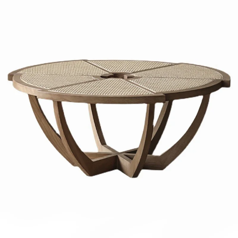 

YY Solid Wood Rattan Tea Table Living Room Home Log Tea Table Special-Shaped Gear Modern