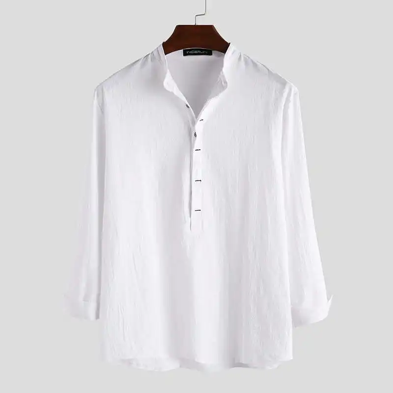 

Men's Casual Loose Cotton Linen Long irt Breathable Comfortable Youthful Sle oulder-Length Sve adual Color Spring ...