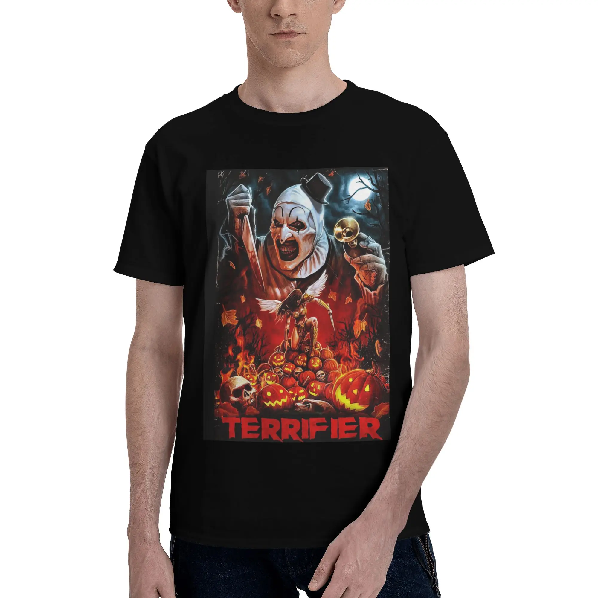 

Terrifier Horror Poster 100% Cotton T-Shirt Men's Classic T Shirts Men Round Neck Short Sleeve S-6XL