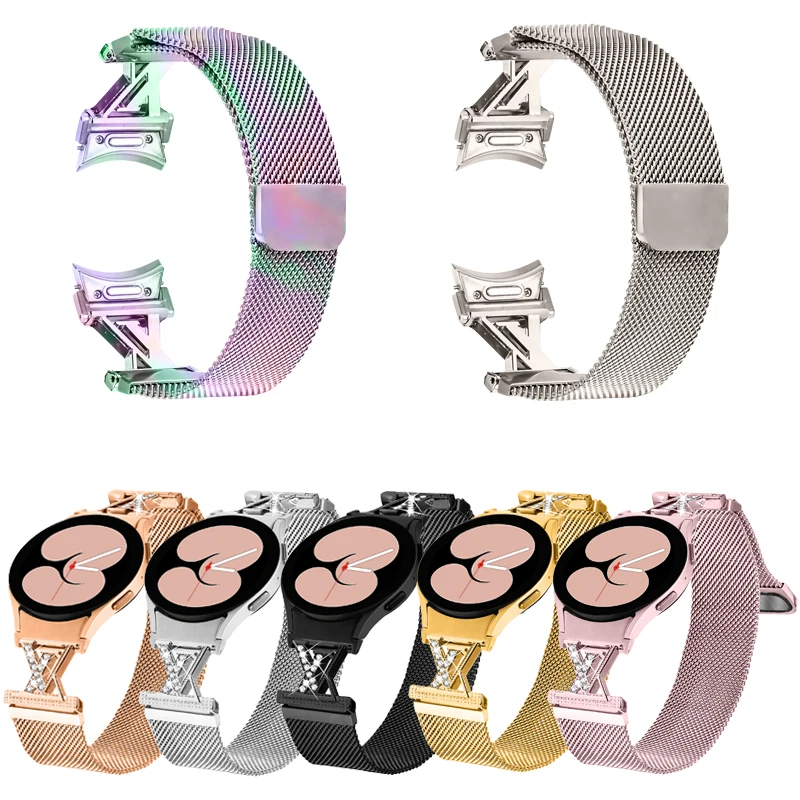 Магнитный ремешок из нержавеющей стали для Samsung Galaxy Watch7 5 6 4 Classic 5pro 44 мм 40 мм 47 мм 43 мм 46 мм 45 мм Металлический браслет без зазоров