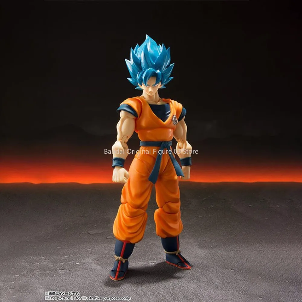 ในสต็อกOriginal Bandai Dragon Ball Z S.H.Figuarts Super Saiyanพระเจ้าBlue Son Gokou SHF Son Gokuสีฟ้า 16 ซม.Action Figure