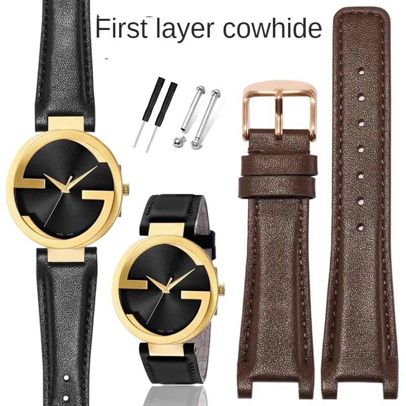 

Genuine Leather Watch Strap With Dual G YA1332 1333 1335 Series Dedicated Concave Interface Cowhide Watchband 16/20/22mm