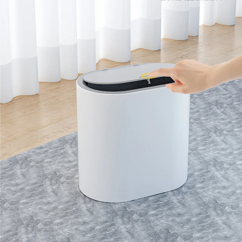 Press Top Trash Can Household Narrow Wastebasket For Bathroom Small Plastic Garbage Can With Pop Up Lid