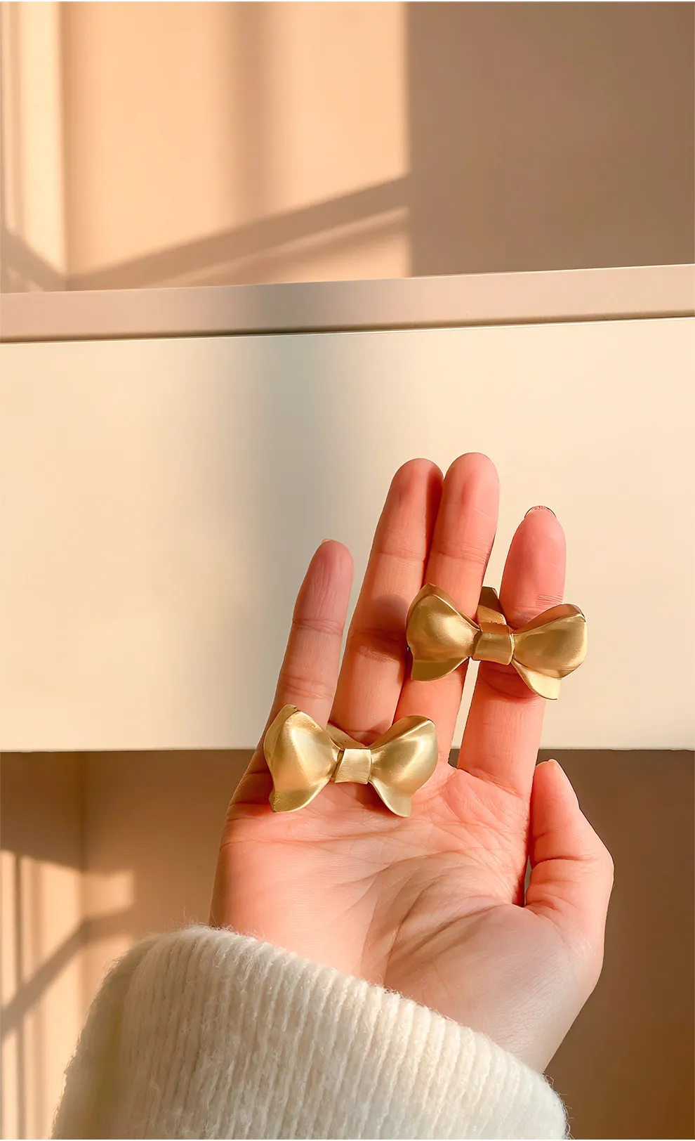 Brass Bow-shaped Handles,Golden Cartoon Bow Cabinet Pulls—elegant and Exquisite Accents for Your Home