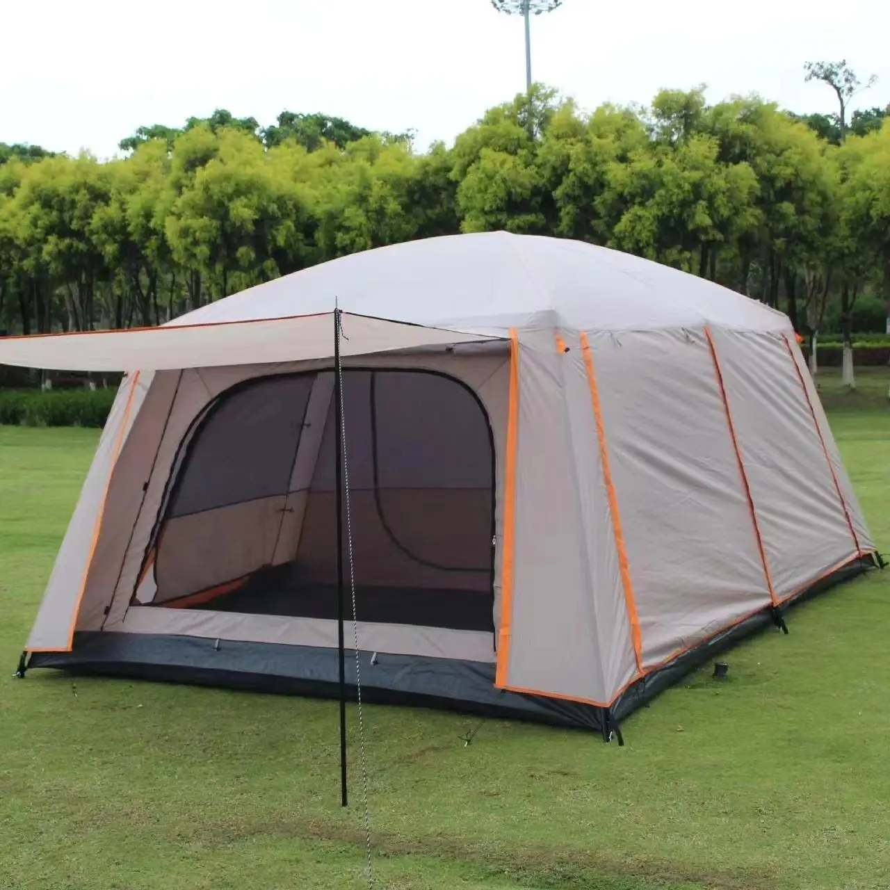 Two bedroom, one living room tent, family outdoor 8-10 person sunshade camping tent, circular sunshade tent, multi person tent