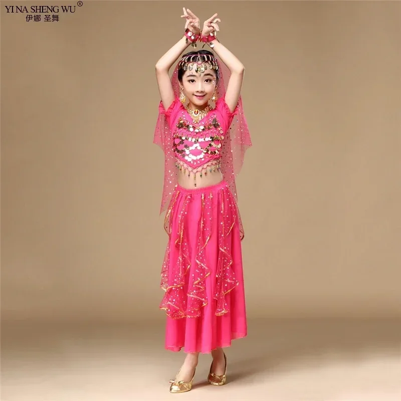 

Новый фестивальный детский костюм для индийского танца, детский комплект для танца живота, восточный индийский костюм для танца живота, детская танцевальная одежда для девочек