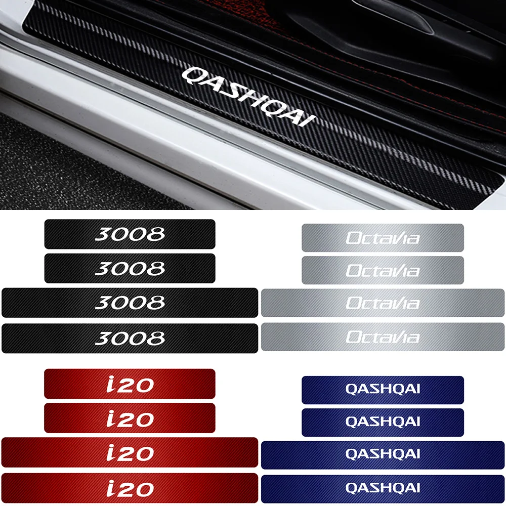 4pcs Car Door Sill Anti-Scratch Guard Sticker For MITSUBISHI Skoda BMW Nissan Infiniti JEEP AUDI Ford Seat Volvo Peugeot Citroen