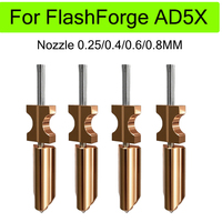 New For FlashForge Ad5x Nozzle Hardened 0.25 0.4 0.6 0.8 Adverturer Ad5x Flashforge Extruder Ad5x Hotend 3d Printer Accessories