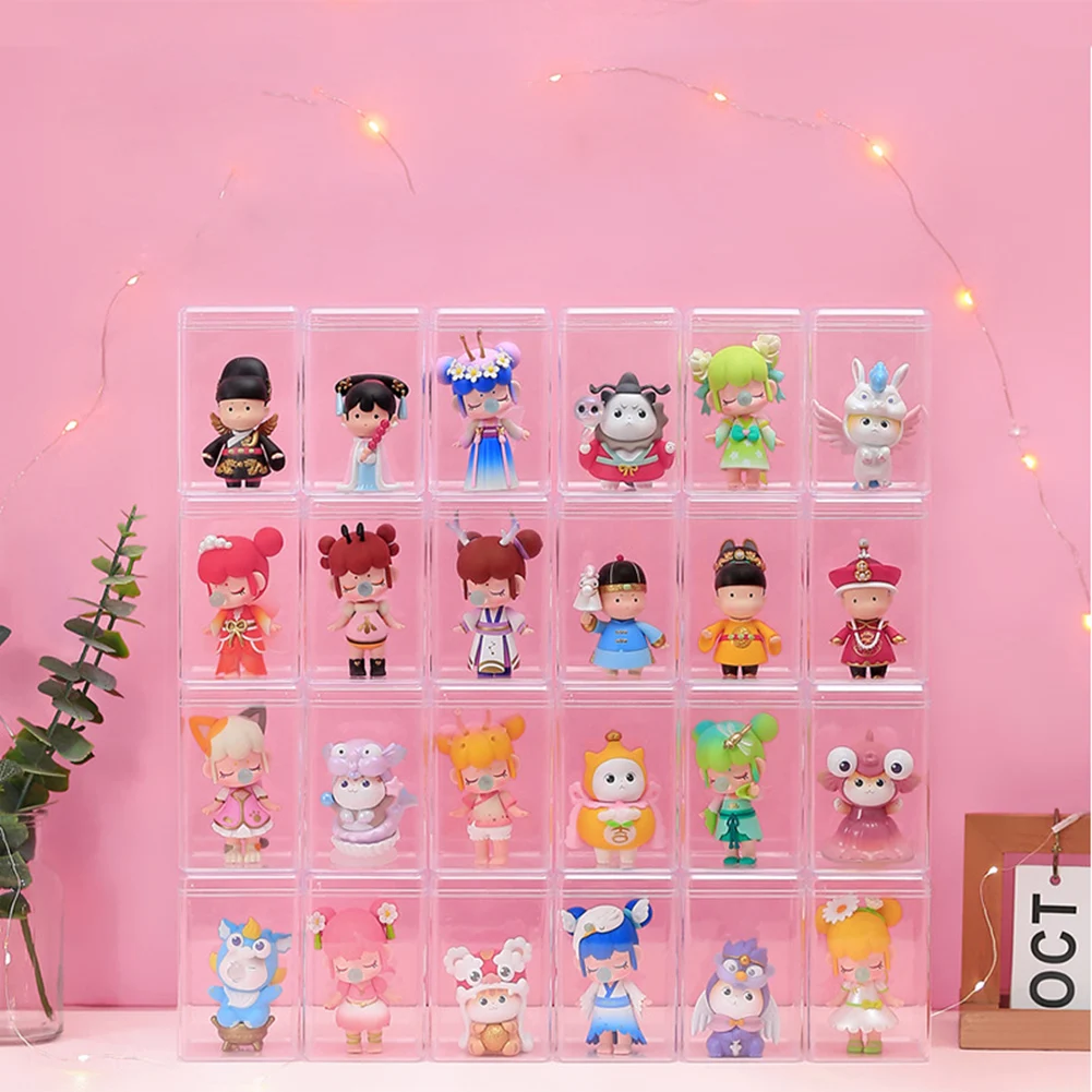 

Clear Figurine Protection Box Stackable Clear Storage Box Dust-proof Mini Toys Showcase Free Standing for Figures Collectors