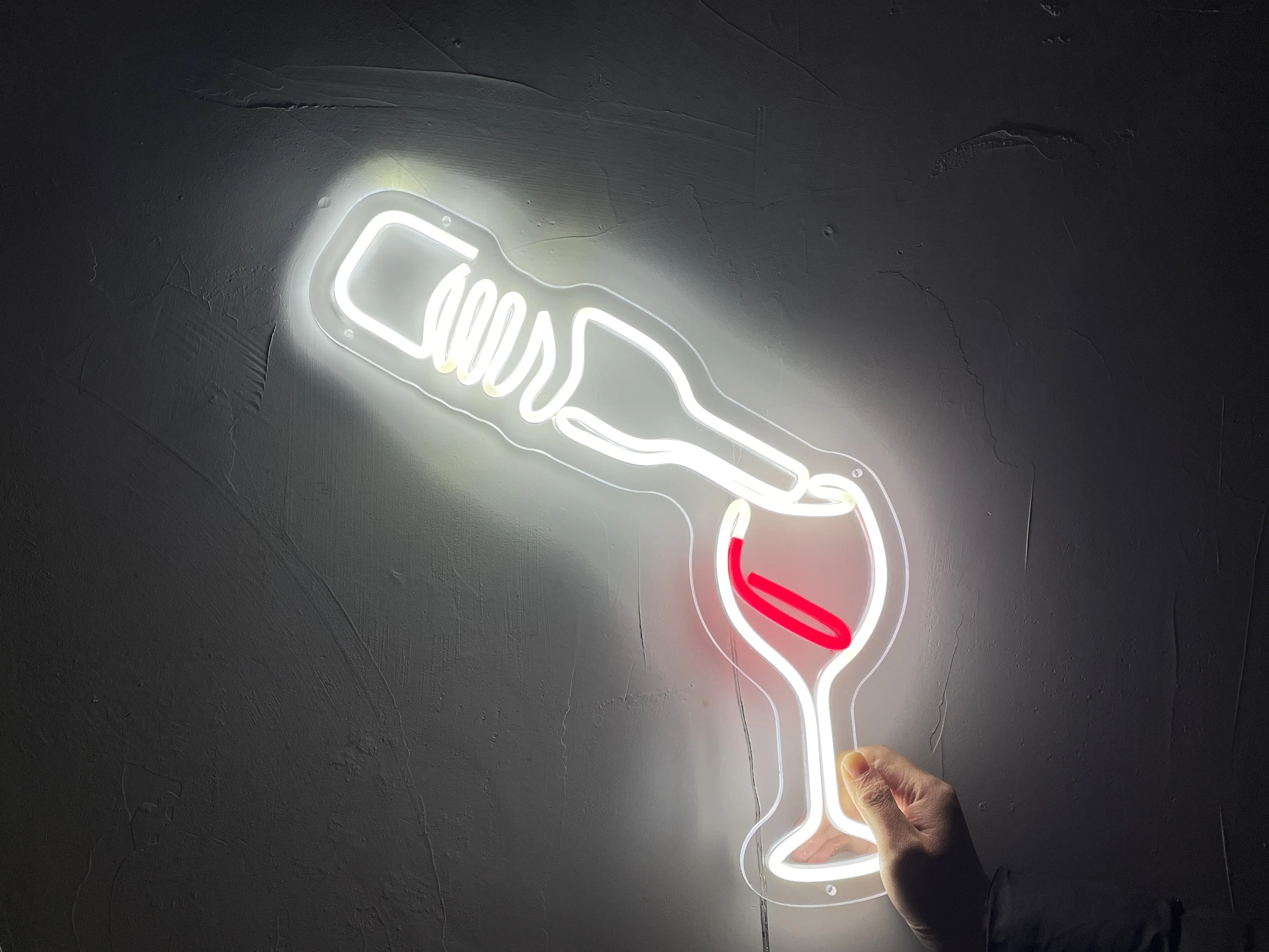 Wine In Hand LED Neon Sign Bedroom Led Light Sign Wall Decor Custom LED Alcohol Neon Sign One Line Art Party Bar Decor Neon Sign