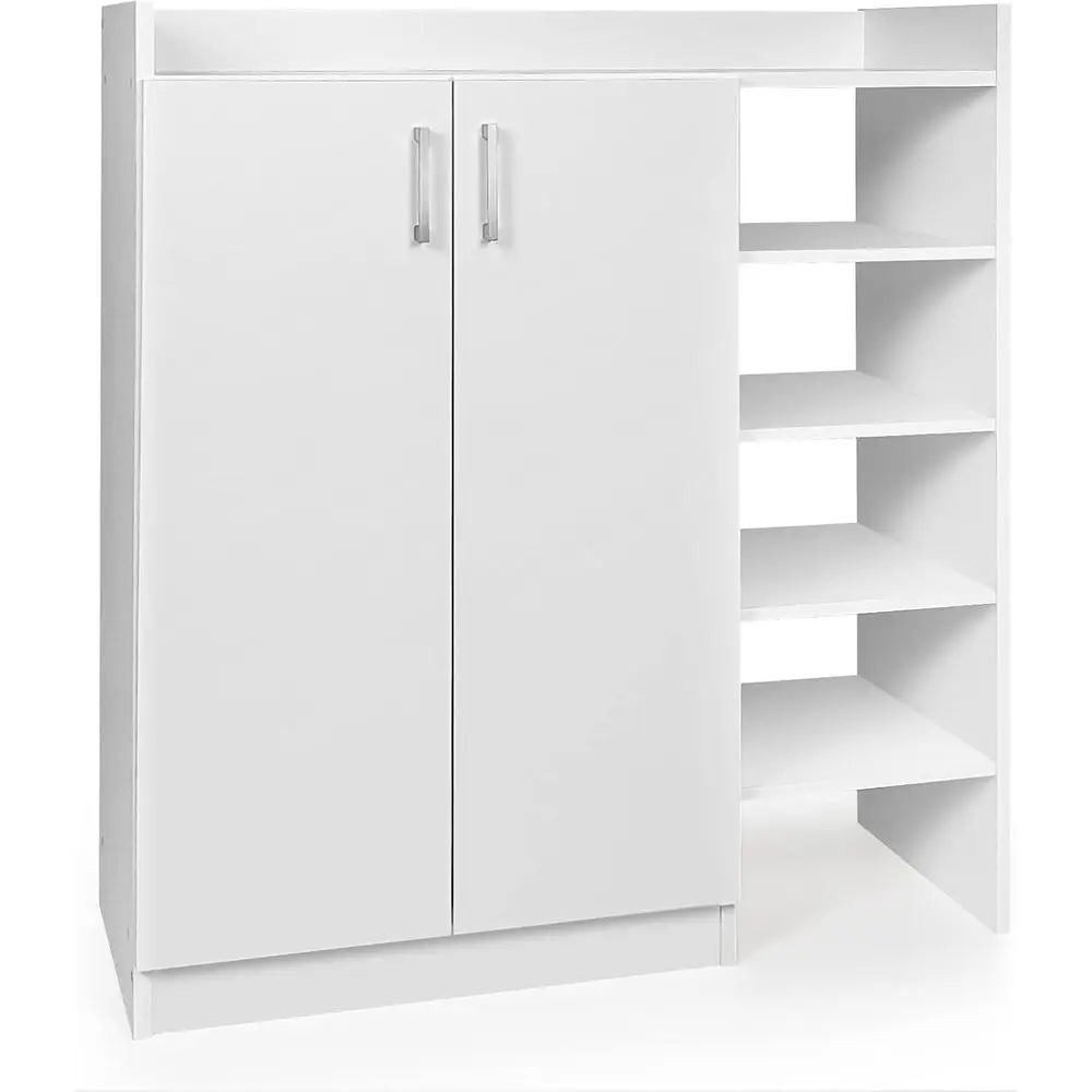 5-Tier Adjustable Wooden Shoe Cabinet Organizer for Entryway, Hallway, Living Room (White)