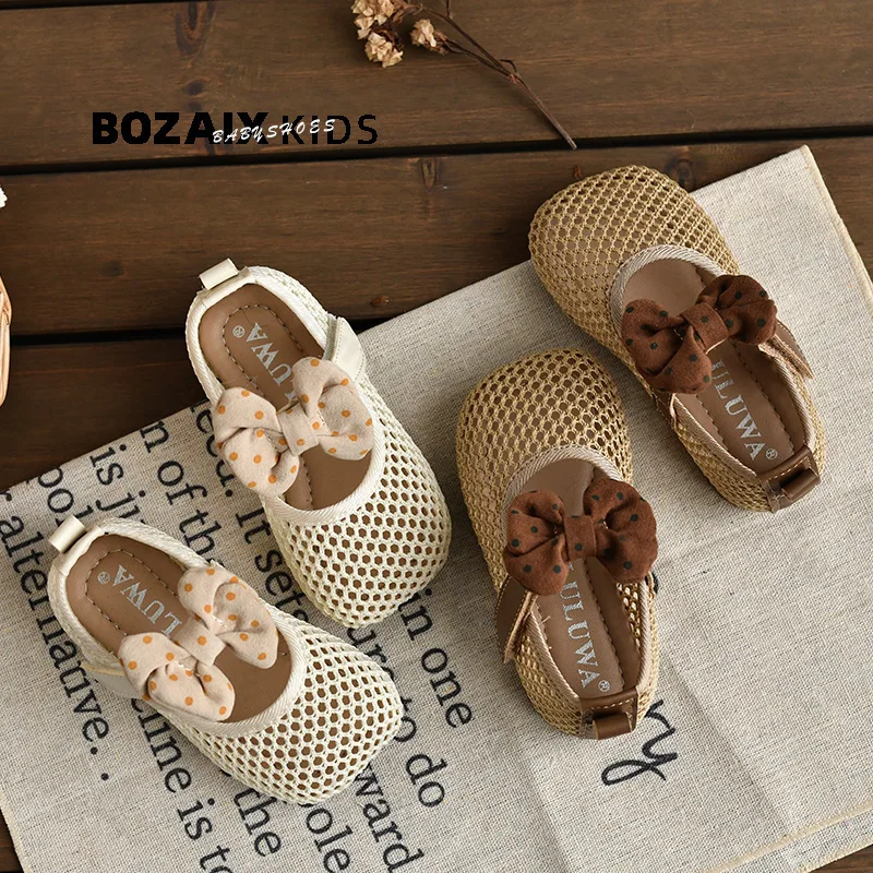 

Children's Princess Shoes Summer Fashion Bow Knot Hollow Breathable Sandals Lightweight Comfortable Soft Sole Girls Casual Shoes