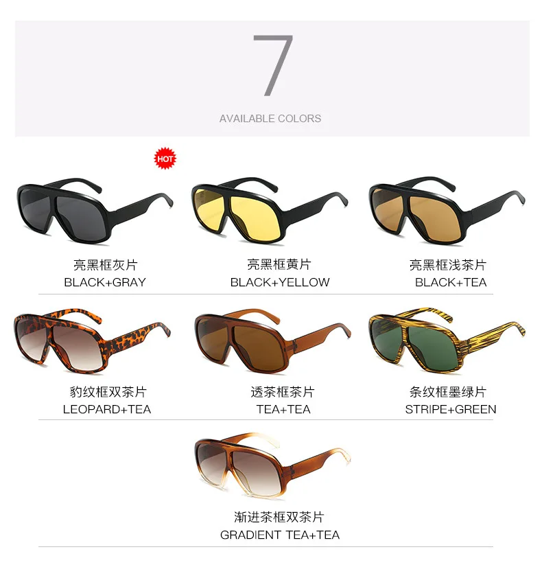 Retro Großen Rahmen Frauen Quadrat Sonnenbrille Marke Schwarz Runde Gradienten Coole Männer Sonnenbrille Ein Stück Designer Pilot Sonnenbrille – Detail 15