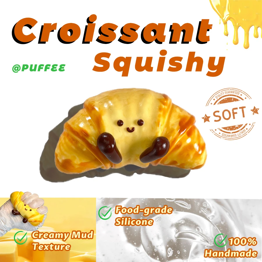 لعبة إسفنجية من السيليكون للطعام من JC Croissant، لعبة لاصقة كريمية ناعمة، لعبة Taba Squishy، لعبة قرصة Happy Game، انتعاش بطيء، Stikcy #4