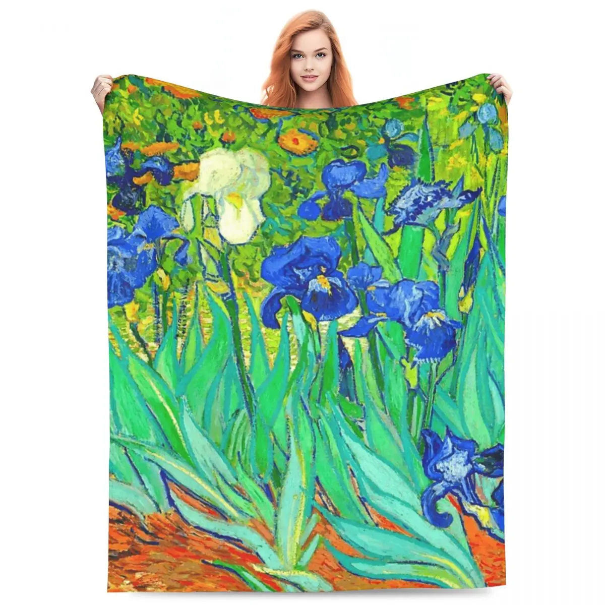 

Vincent Van Gogh Irises Art Flowers Blanket Fleece Breathable Throw Blankets for Couch Bedding Travel Throws Bedspread Quilt